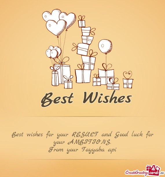 Best wishes for your RESULT and Good luck for your AMBITIONS