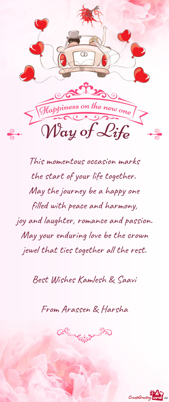 Best Wishes Kamlesh & Saavi