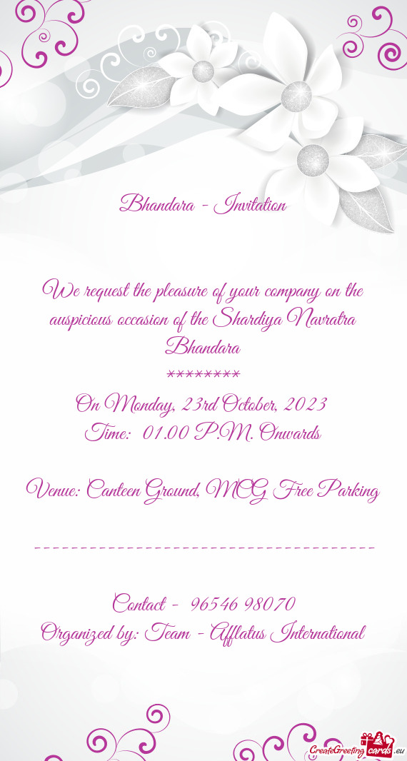 Bhandara - Invitation