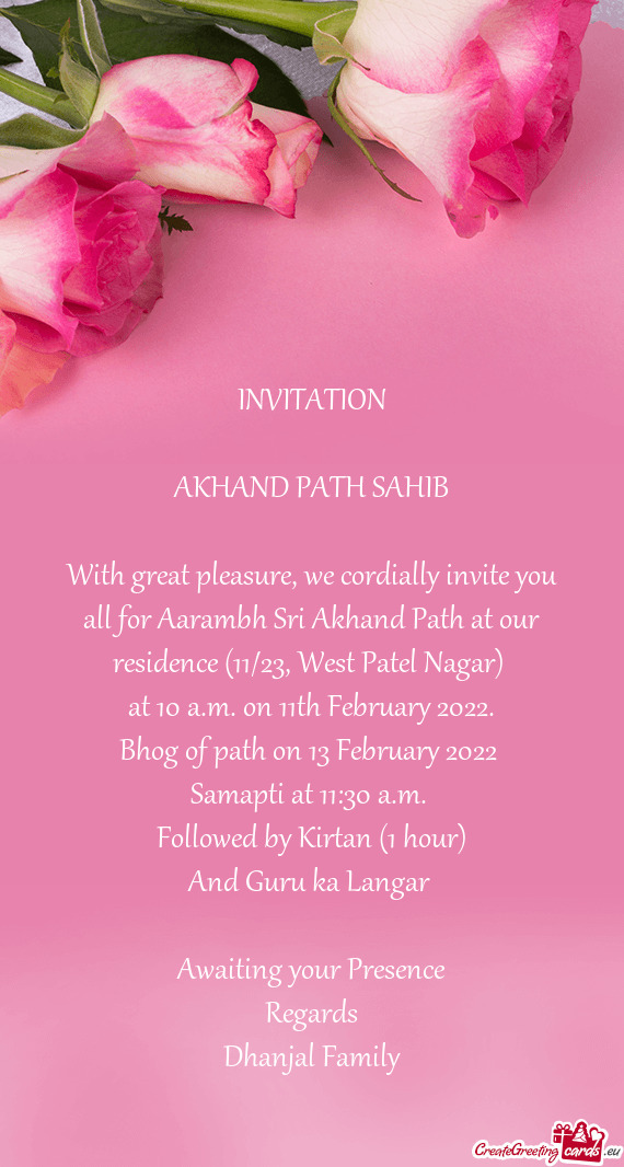 Bhog of path on 13 February 2022