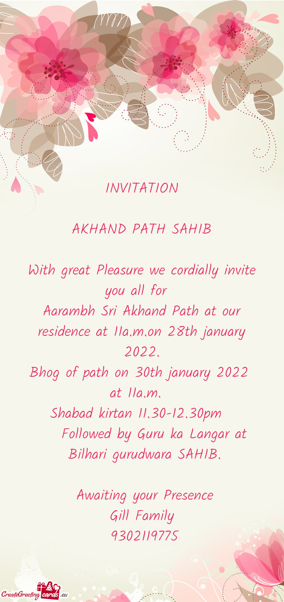 Bhog of path on 30th january 2022