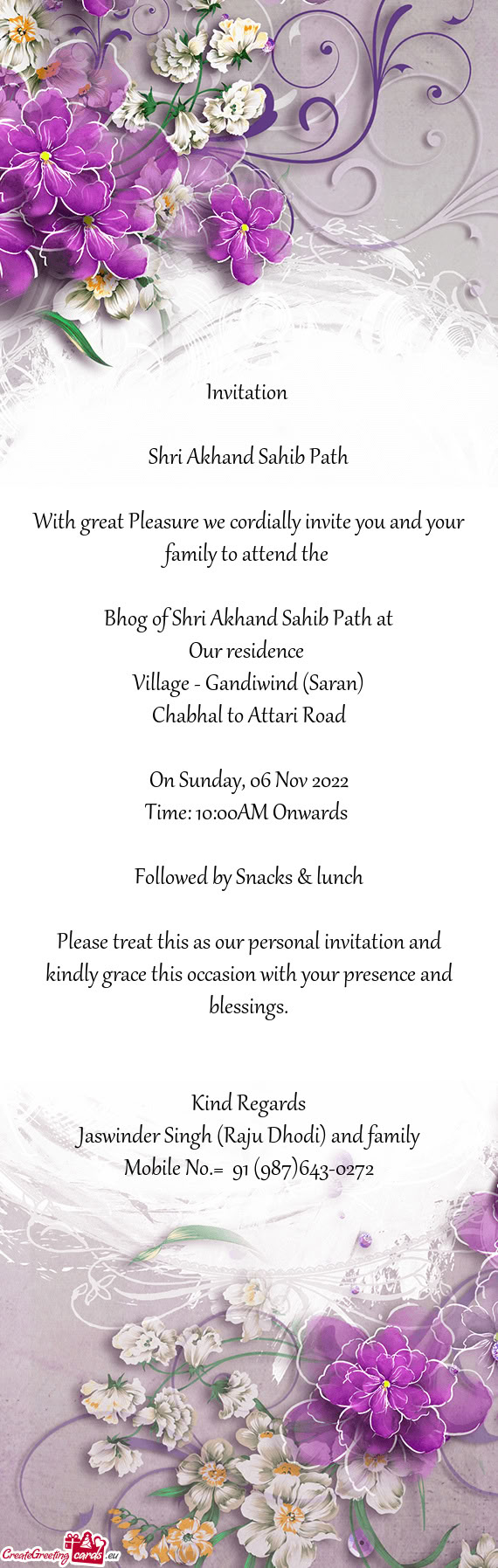 Bhog of Shri Akhand Sahib Path at