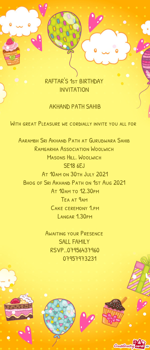 Bhog of Sri Akhand Path on 1st Aug 2021