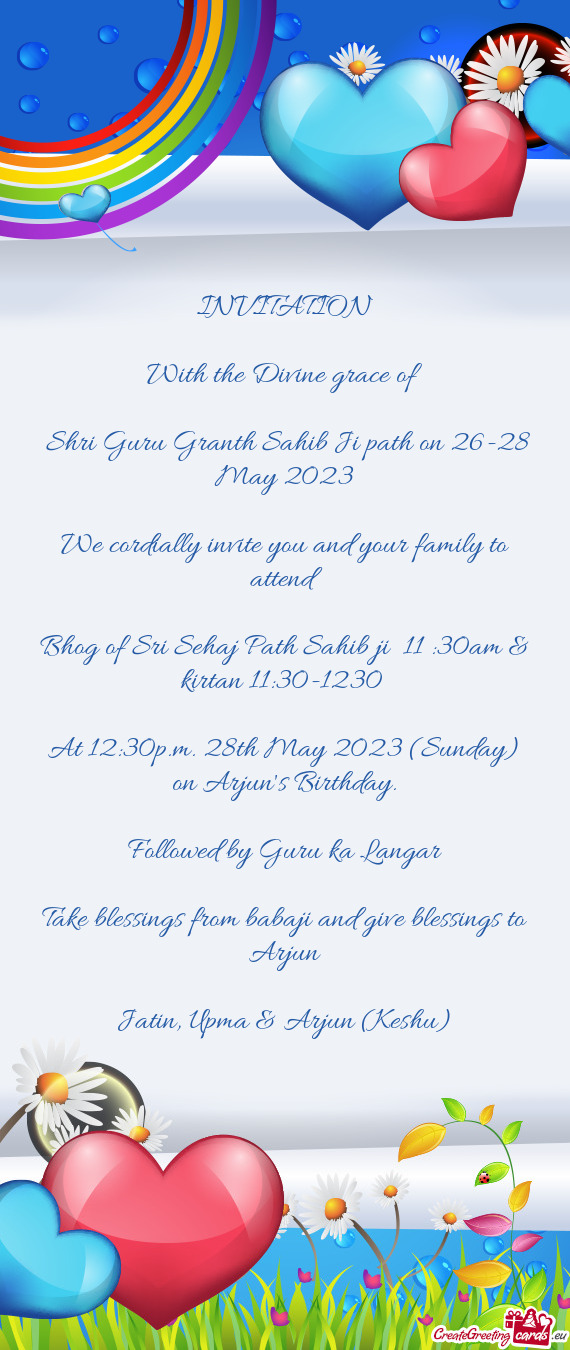 Bhog of Sri Sehaj Path Sahib ji 11 :30am & kirtan 11:30-1230