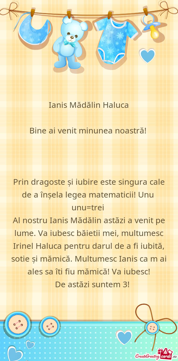 Bine ai venit minunea noastră