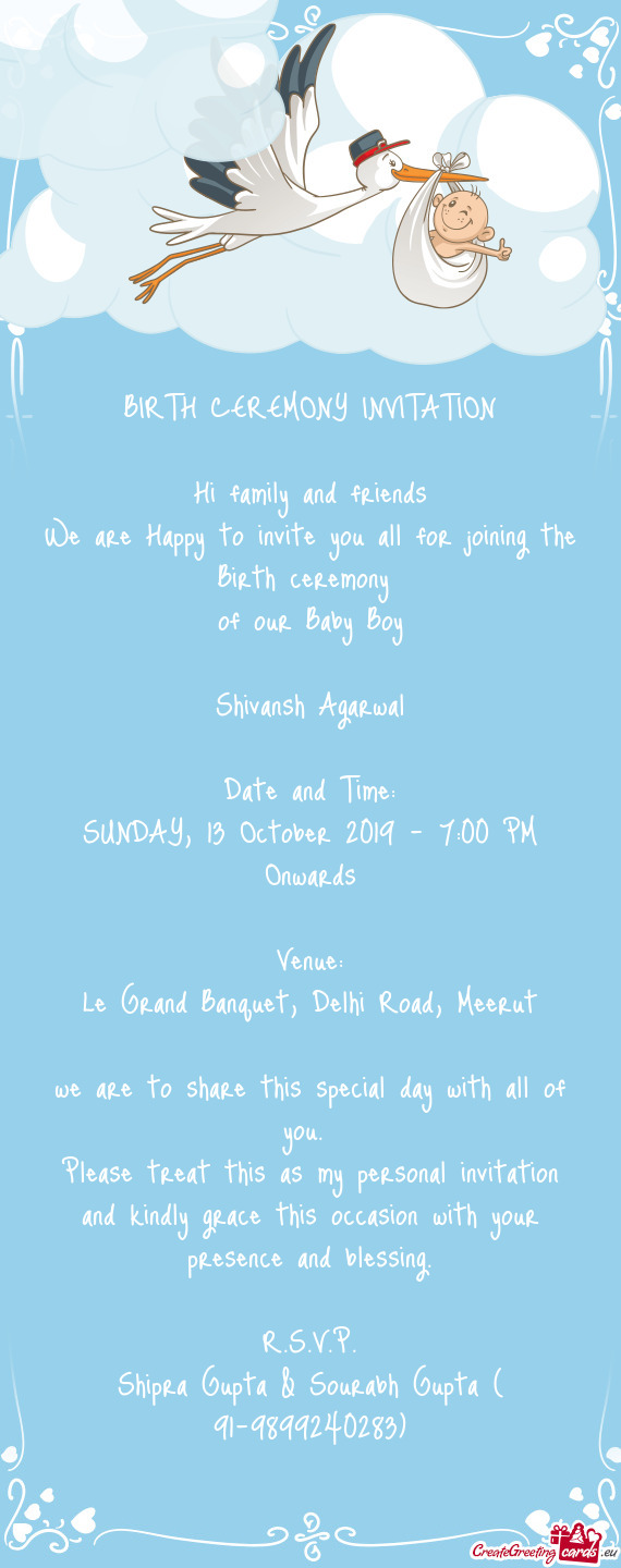 BIRTH CEREMONY INVITATION