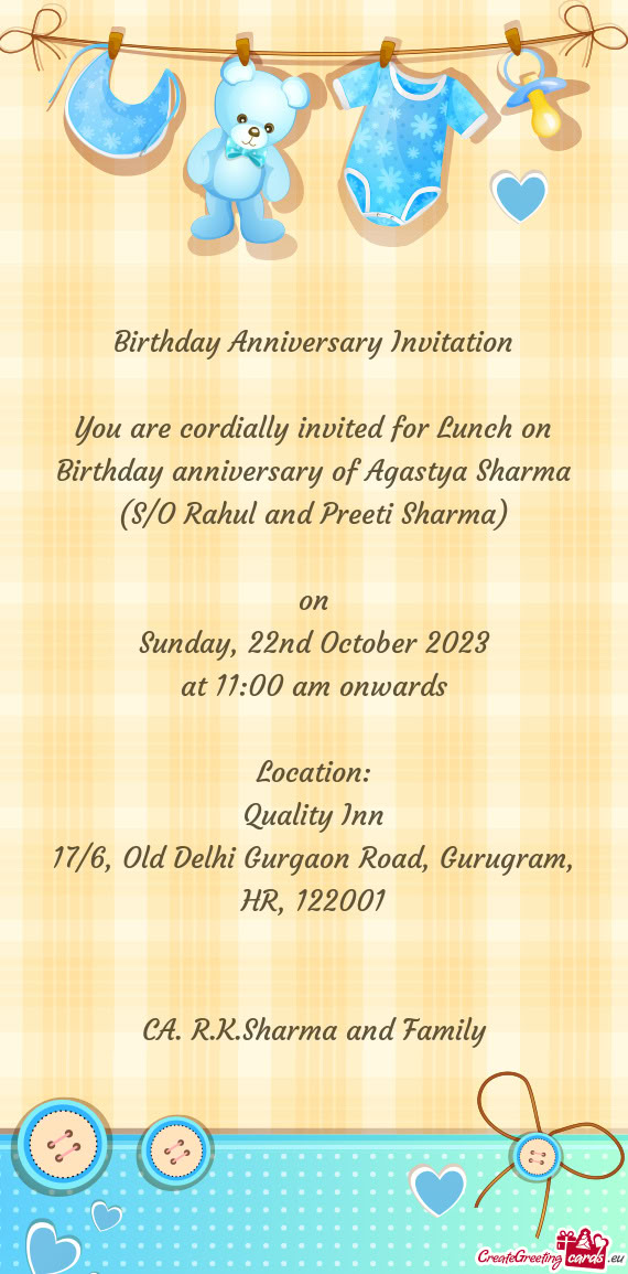 Birthday Anniversary Invitation