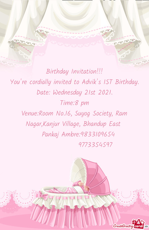 Birthday Invitation!!!  You re cordially invited to Advik