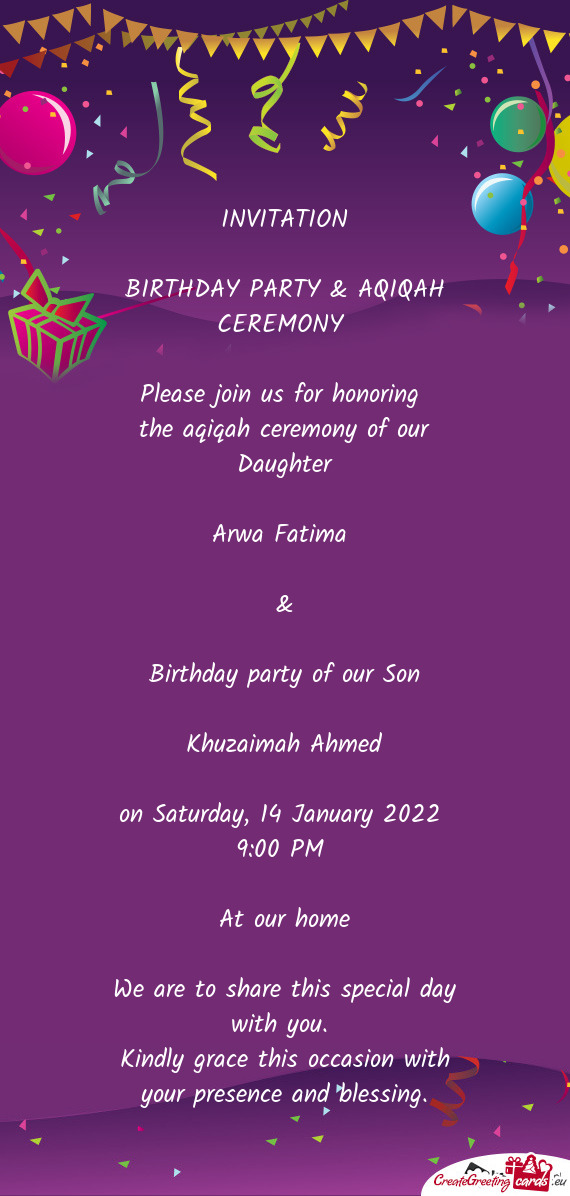 BIRTHDAY PARTY & AQIQAH CEREMONY