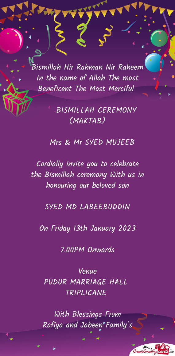 BISMILLAH CEREMONY (MAKTAB)