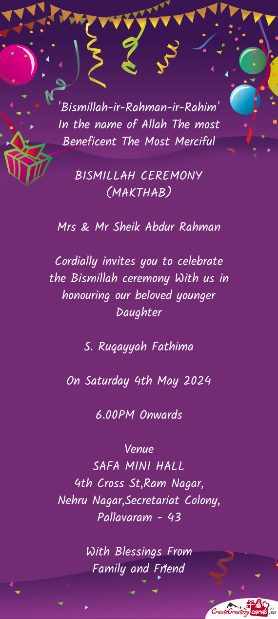 BISMILLAH CEREMONY (MAKTHAB)