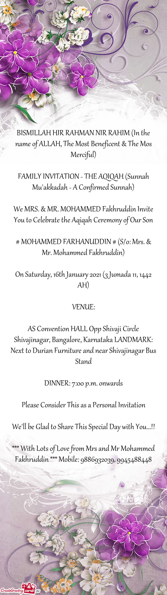 BISMILLAH HIR RAHMAN NIR RAHIM (In the name of ALLAH, The Most Beneficent & The Mos Merciful)