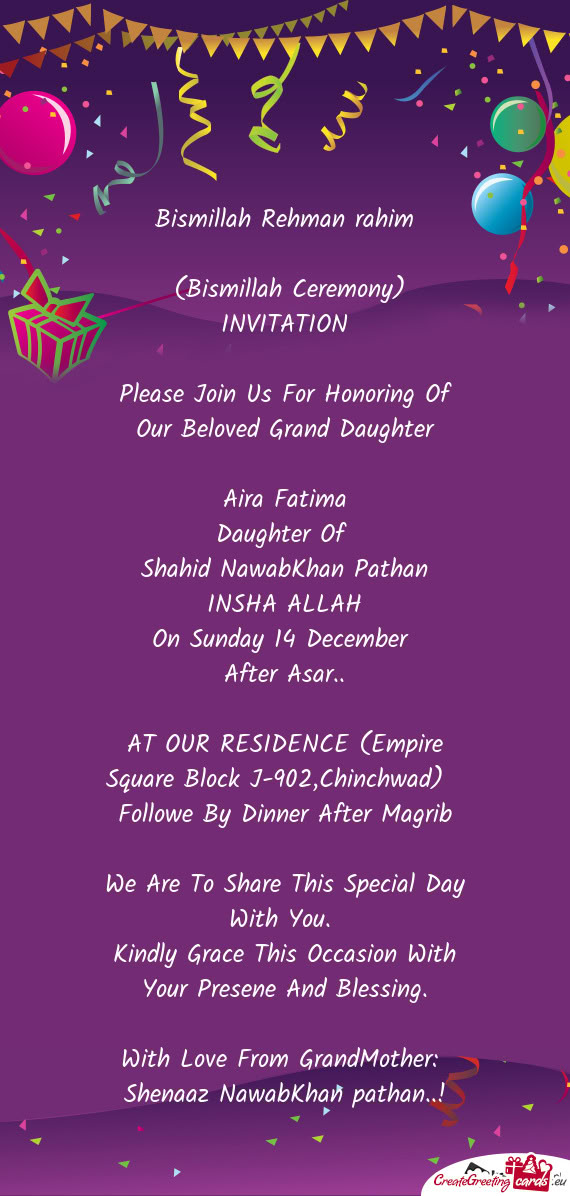 Bismillah Rehman rahim