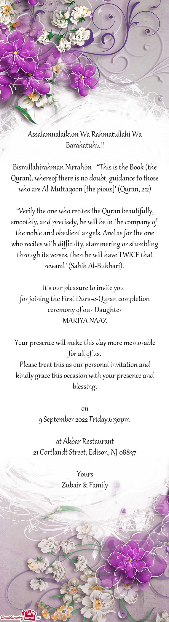 Bismillahirahman Nirrahim - “This is the Book (the Quran), whereof there is no doubt, guidance to