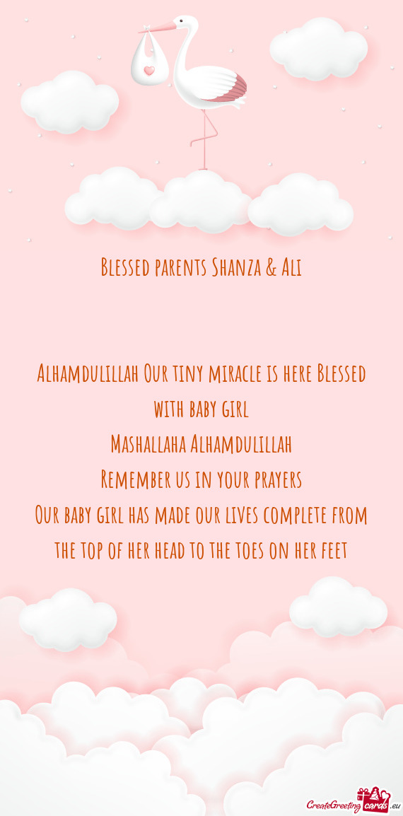 Blessed parents Shanza & Ali