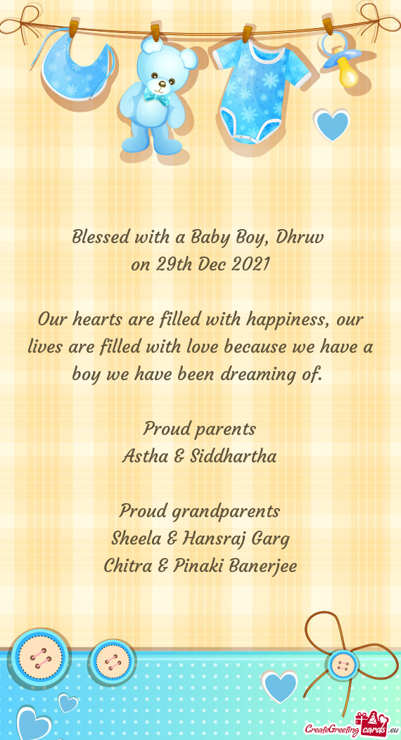 Blessed with a Baby Boy, Dhruv