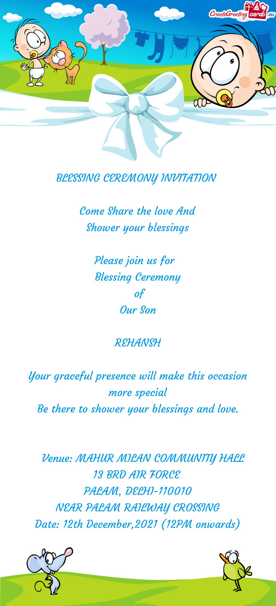 BLESSING CEREMONY INVITATION