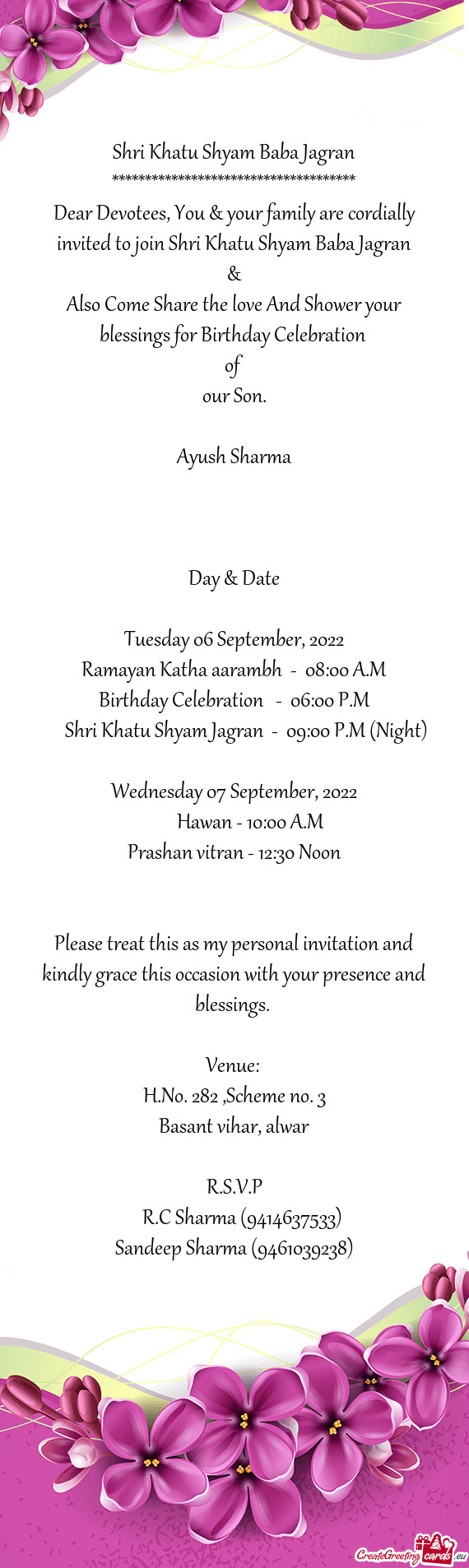 Blessings for Birthday Celebration