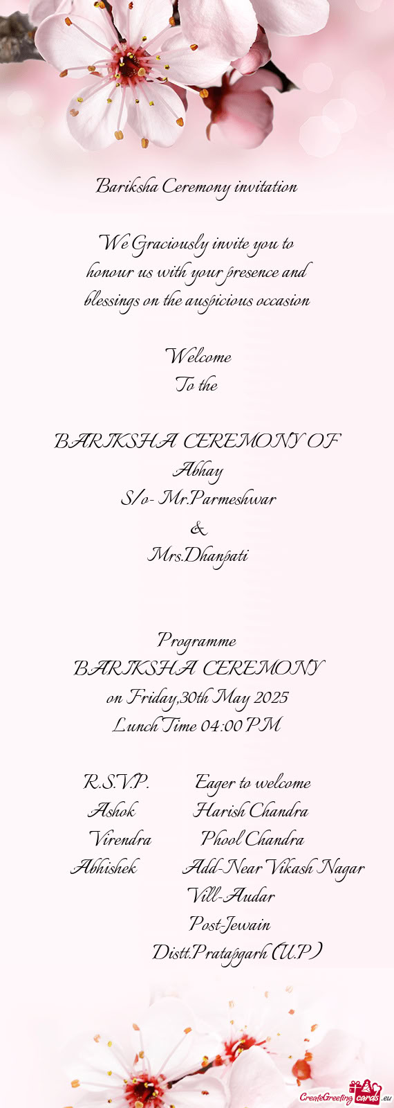 Blessings on the auspicious occasion