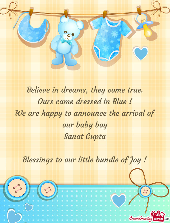 Blessings to our little bundle of Joy