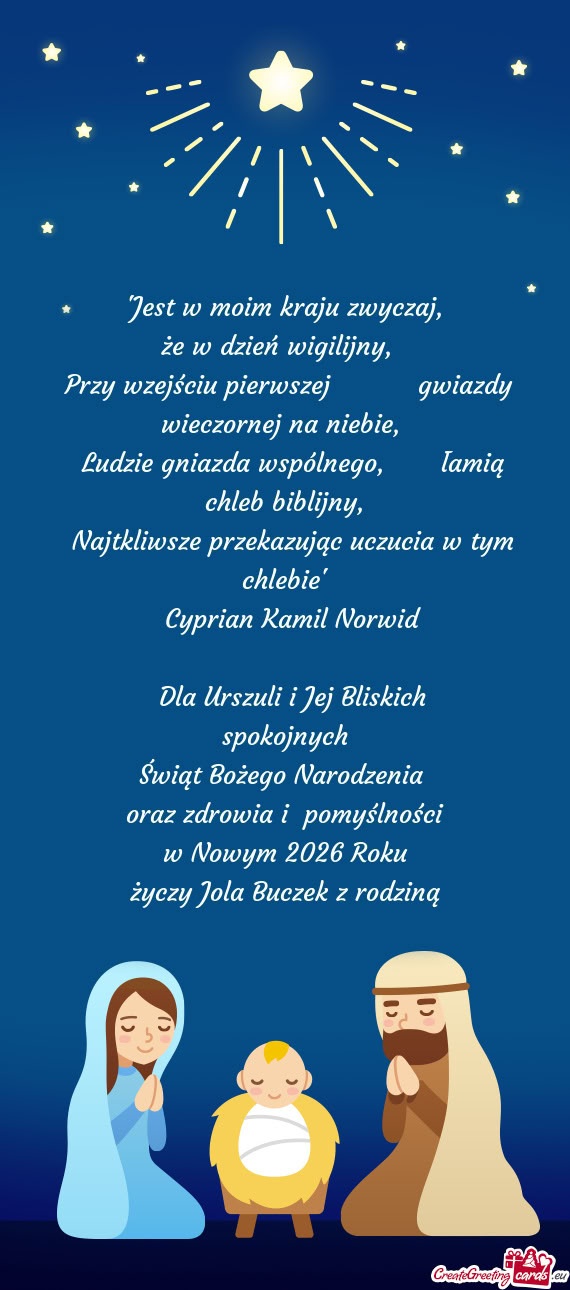 Bliskich spokojnych Świąt Bożego Narodzenia oraz zdrowia i pomyślności w Nowym 2026 Rok
