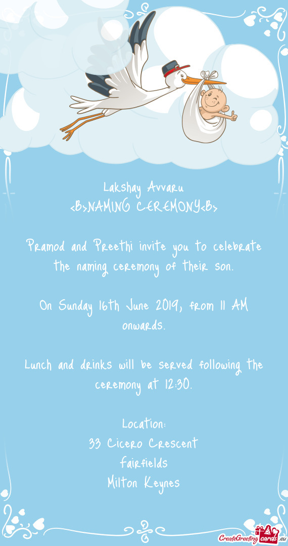 <B>NAMING CEREMONY<\\B>