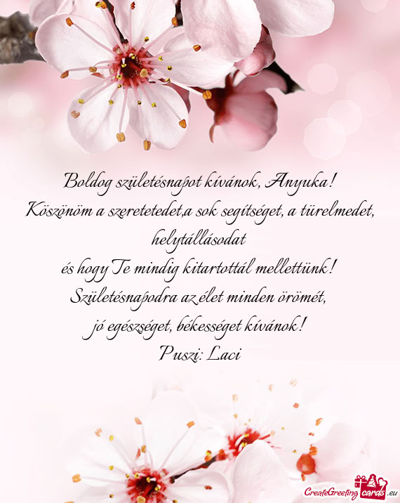 Boldog születésnapot kívánok, Anyuka