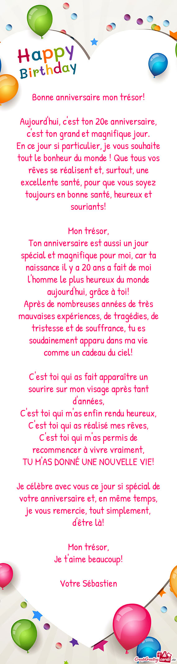 Bonne anniversaire mon trésor