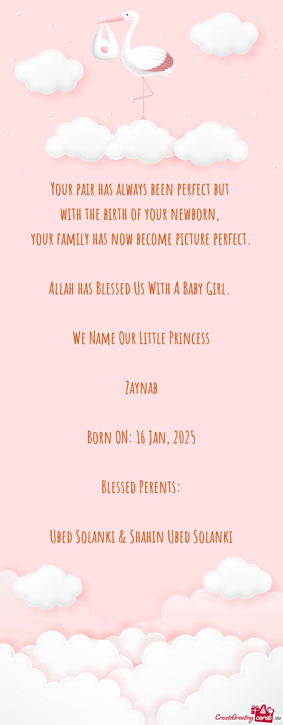 Born ON: 16 Jan, 2025