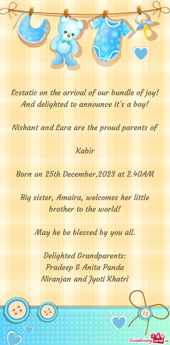 Born on 25th December,2023 at 2.40AM