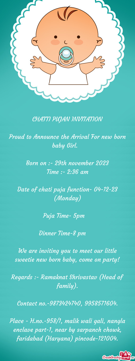 Born on :- 29th november 2023