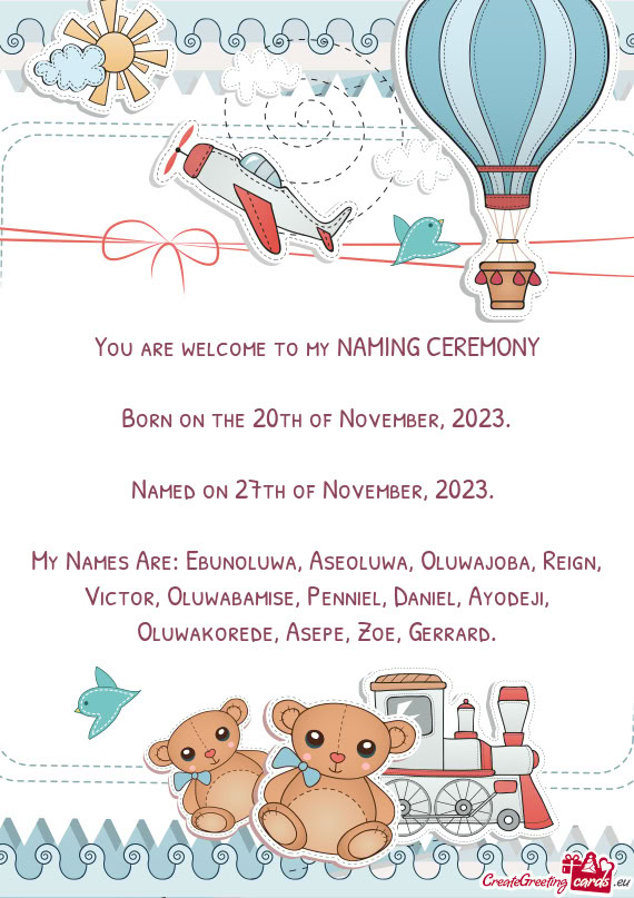 Born on the 20th of November, 2023