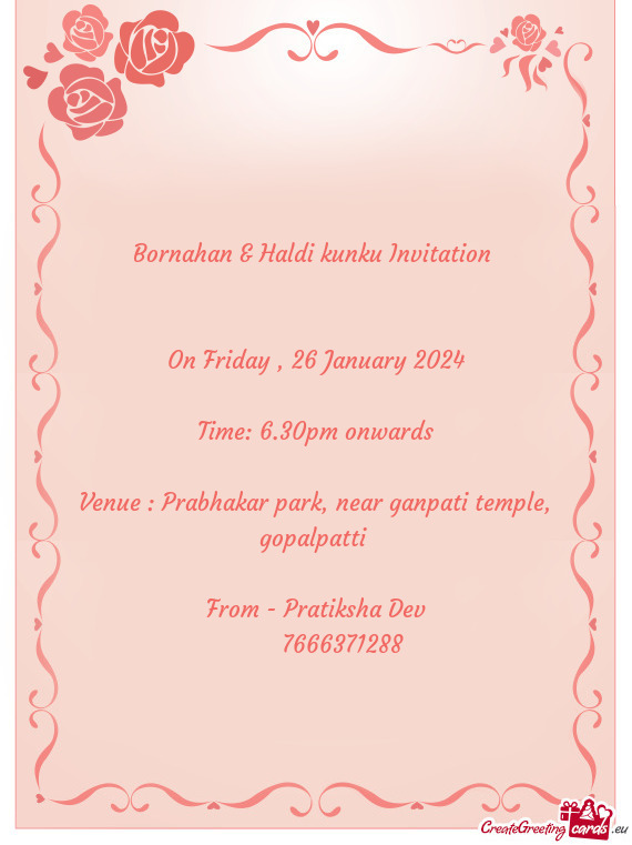 Bornahan & Haldi kunku Invitation