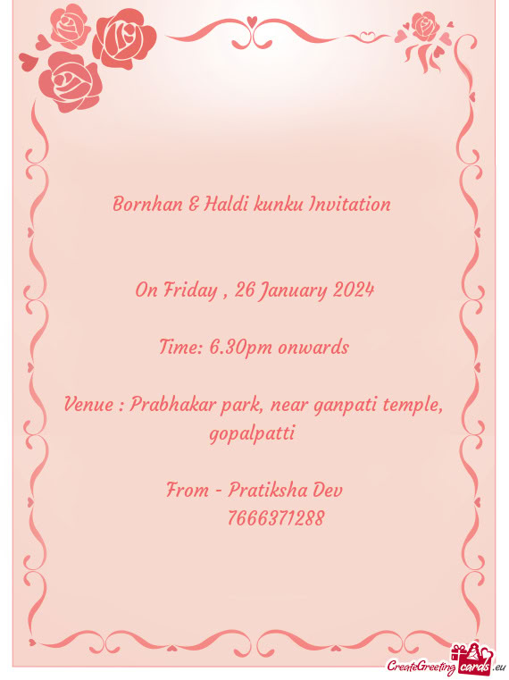 Bornhan & Haldi kunku Invitation