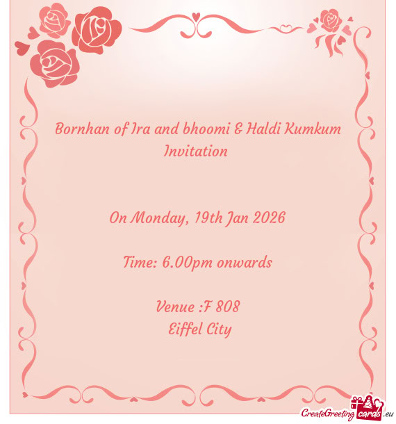 Bornhan of Ira and bhoomi & Haldi Kumkum Invitation
