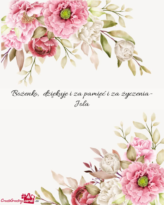 Bożenko, dziękuję i za pamięć i za życzenia- Jola