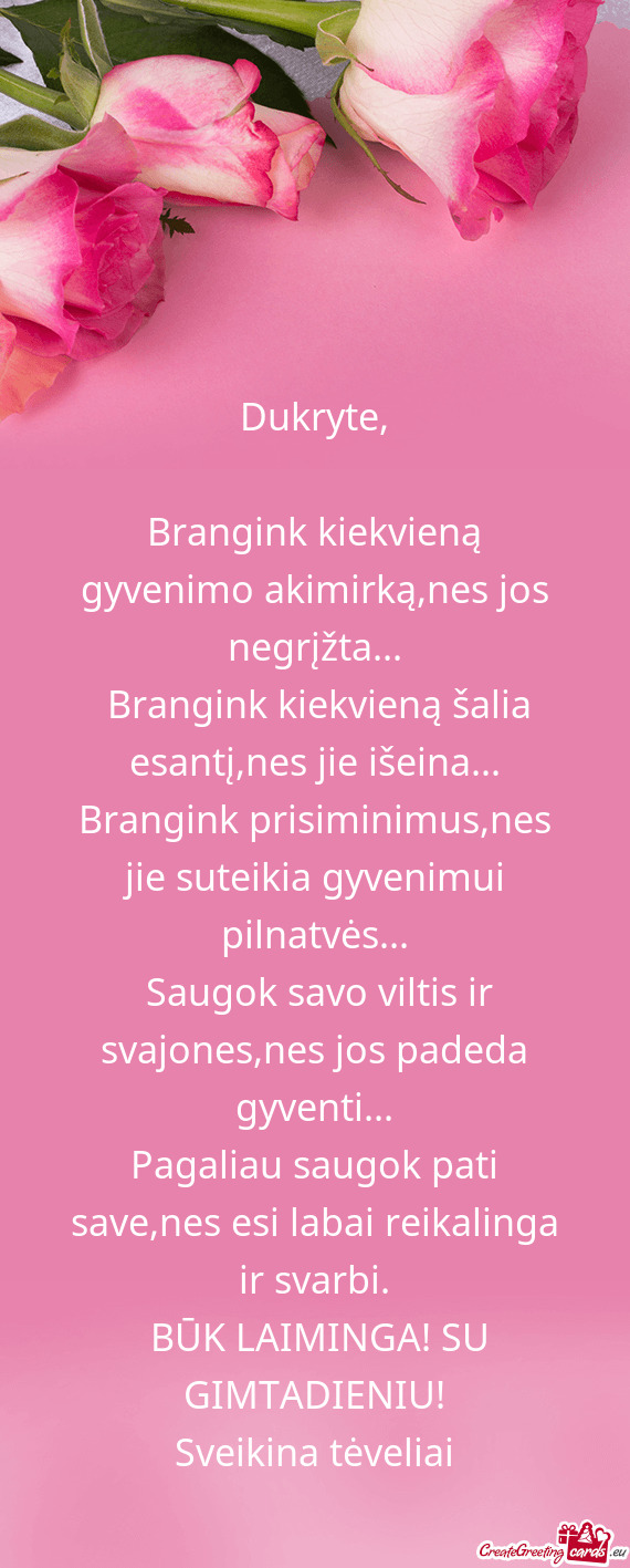 Brangink kiekvieną gyvenimo akimirką,nes jos negrįžta