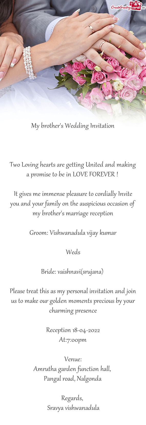 Bride: vaishnavi(srujana)