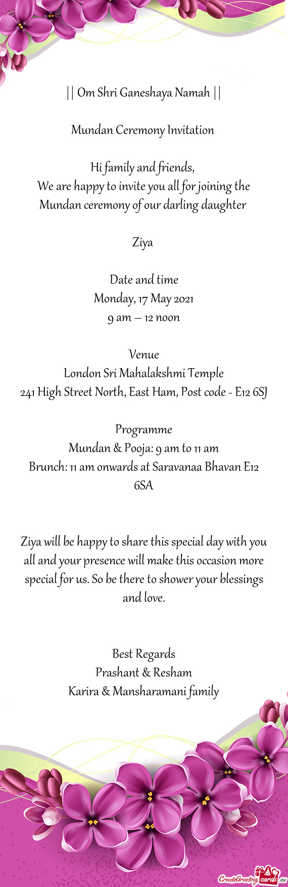 Brunch: 11 am onwards at Saravanaa Bhavan E12 6SA