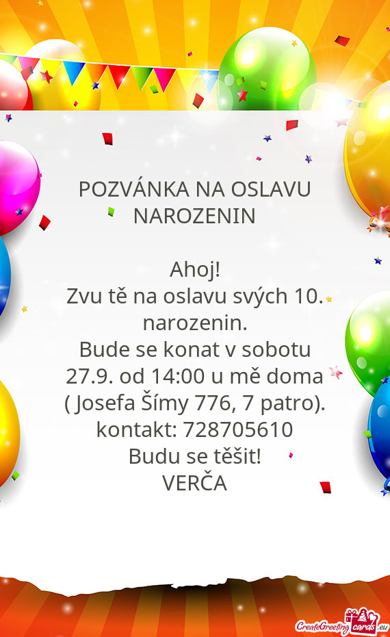 Bude se konat v sobotu 27.9. od 14:00 u mě doma