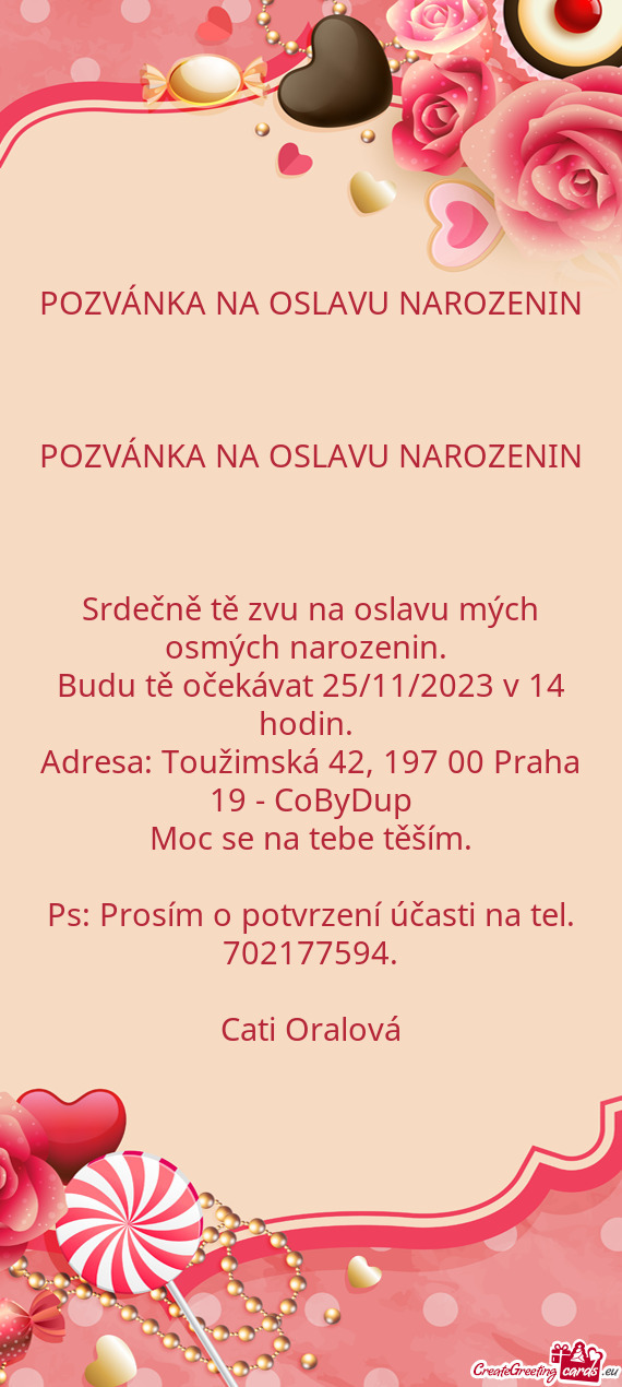 Budu tě očekávat 25/11/2023 v 14 hodin