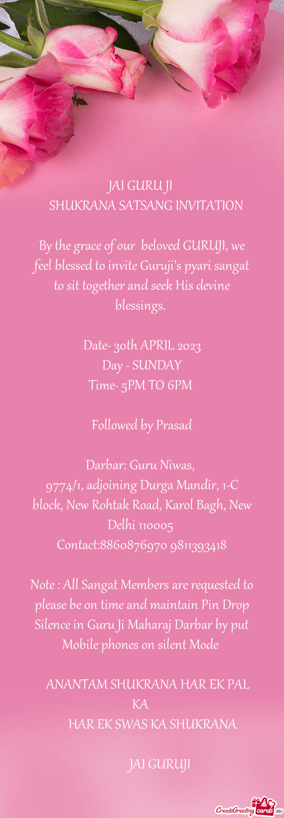 By the grace of our beloved GURUJI, we feel blessed to invite Guruji’s pyari sangat to sit togeth