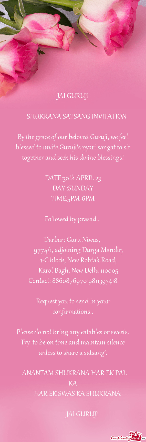 By the grace of our beloved Guruji, we feel blessed to invite Guruji