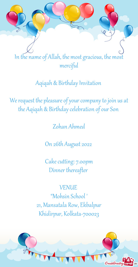 Cake cutting: 7.00pm