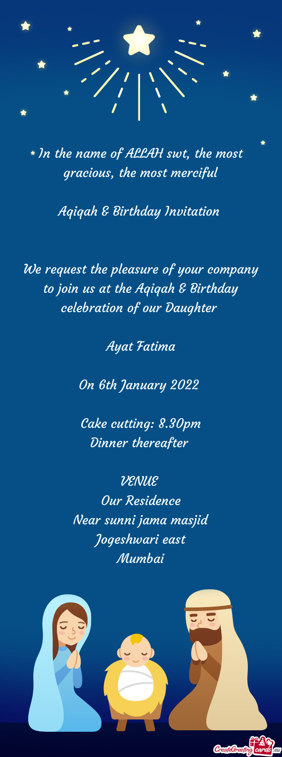 Cake cutting: 8.30pm