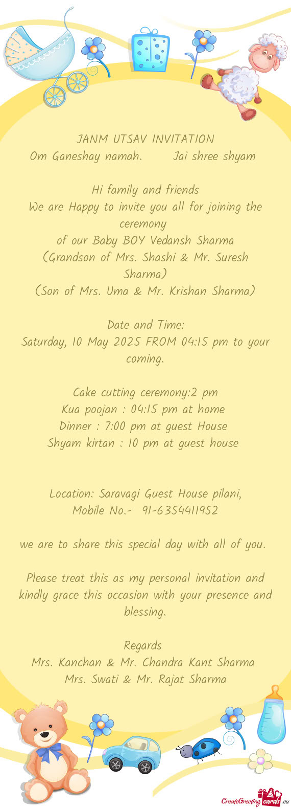 Cake cutting ceremony:2 pm