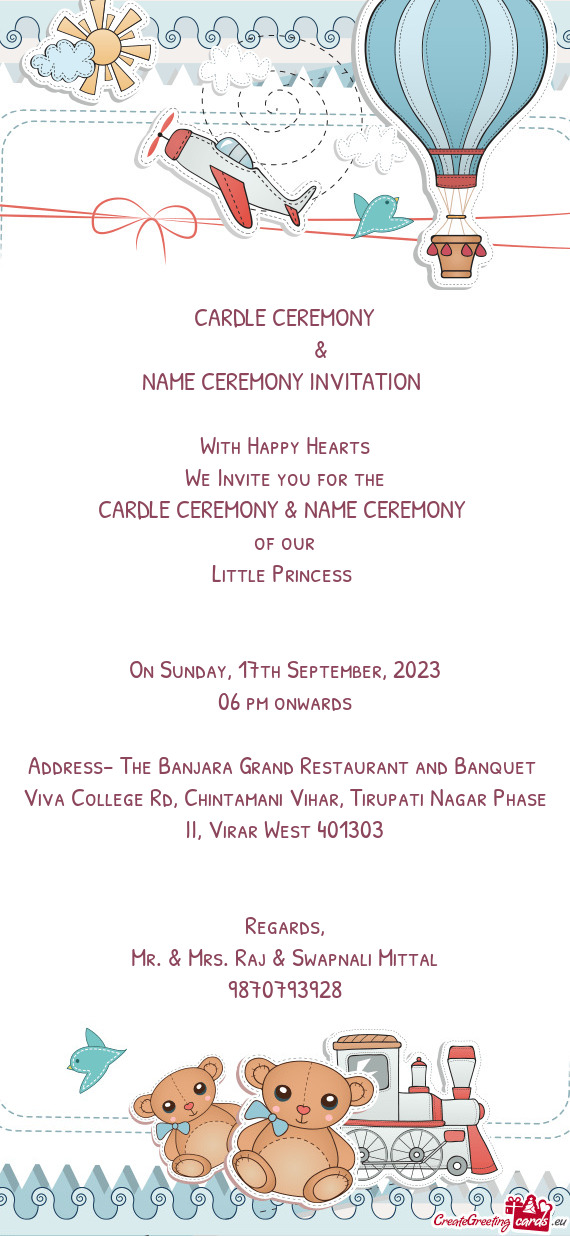 CARDLE CEREMONY & NAME CEREMONY