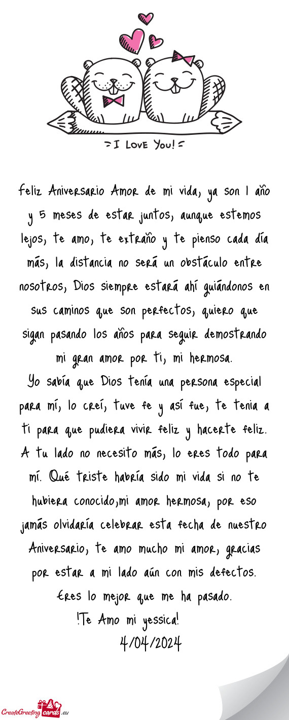 Celebrar esta fecha de nuestro Aniversario, te amo mucho mi amor, gracias por estar a mi lado aún c