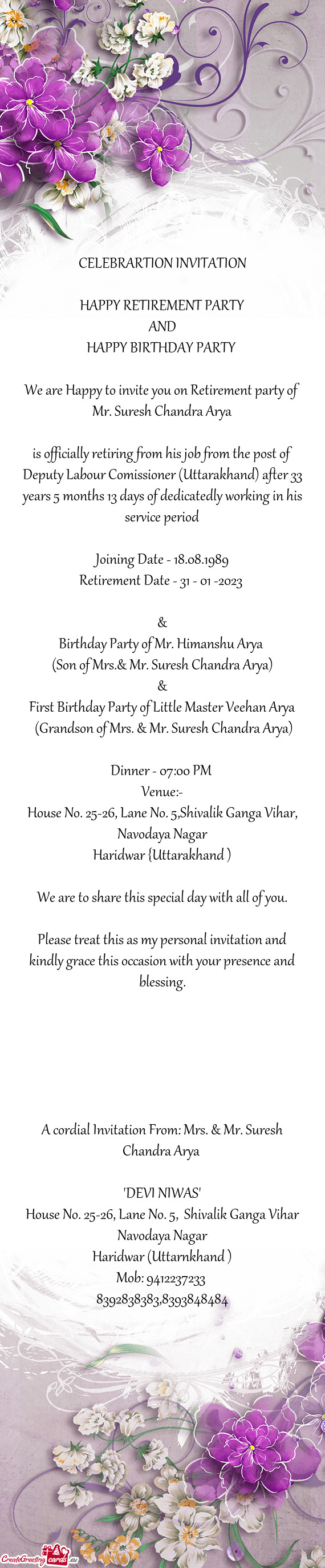 CELEBRARTION INVITATION