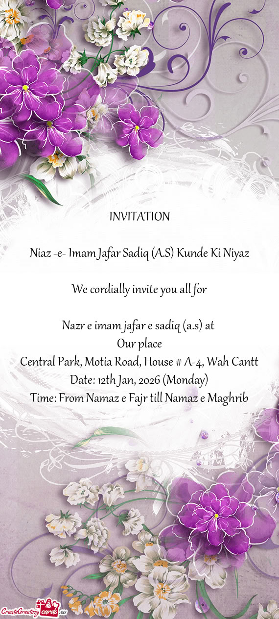 Central Park, Motia Road, House # A-4, Wah Cantt